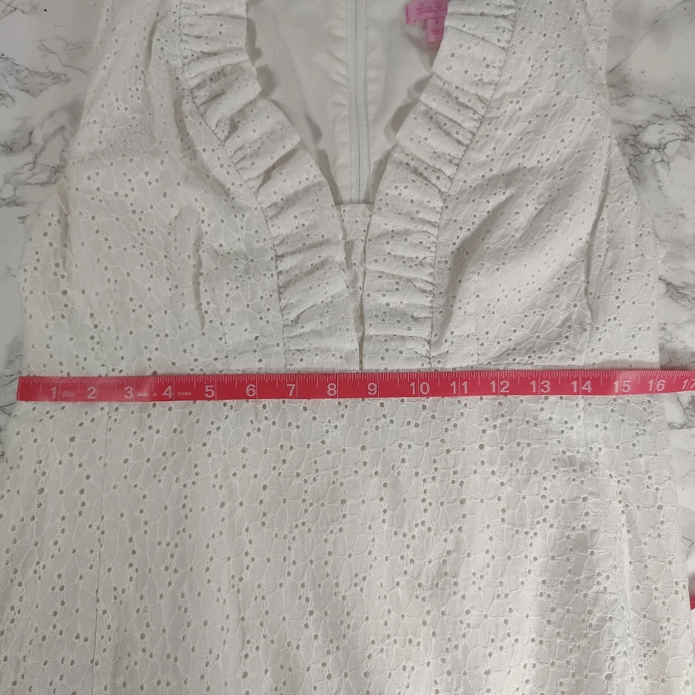 Lilly Pulitzer Tilsbury Dress In White Eyelet Lace Size 8 - Picture 8 of 11